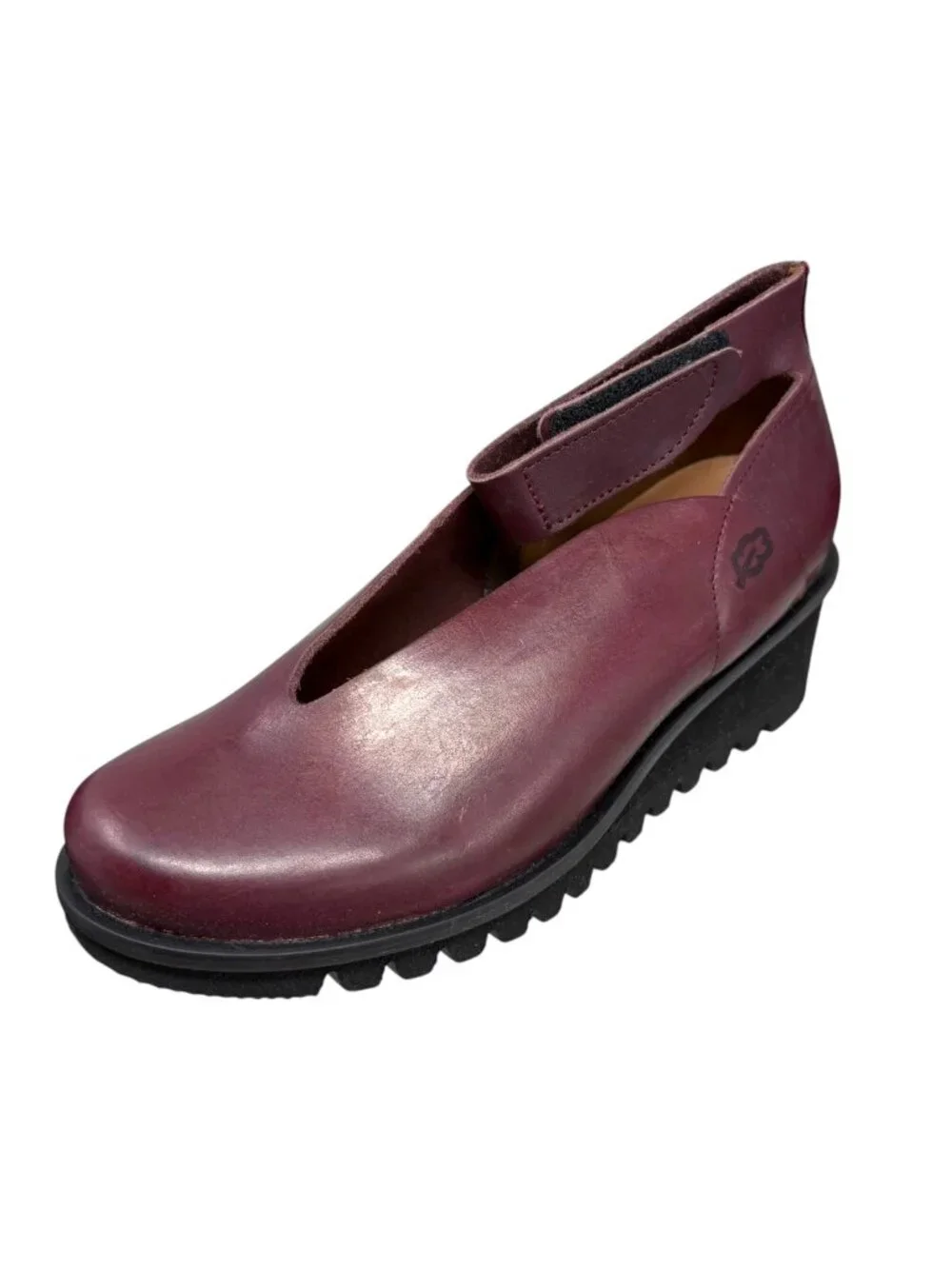 Loints‎ of Holland Selena Burgundy Leather Ankle Strap Wedge